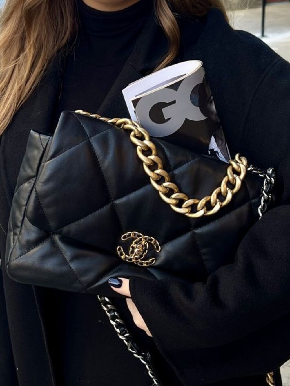 MSRP$8,500 LIKE NEW Chanel Black Quilted Lambskin Leather 19 Large Maxi Flap Bag